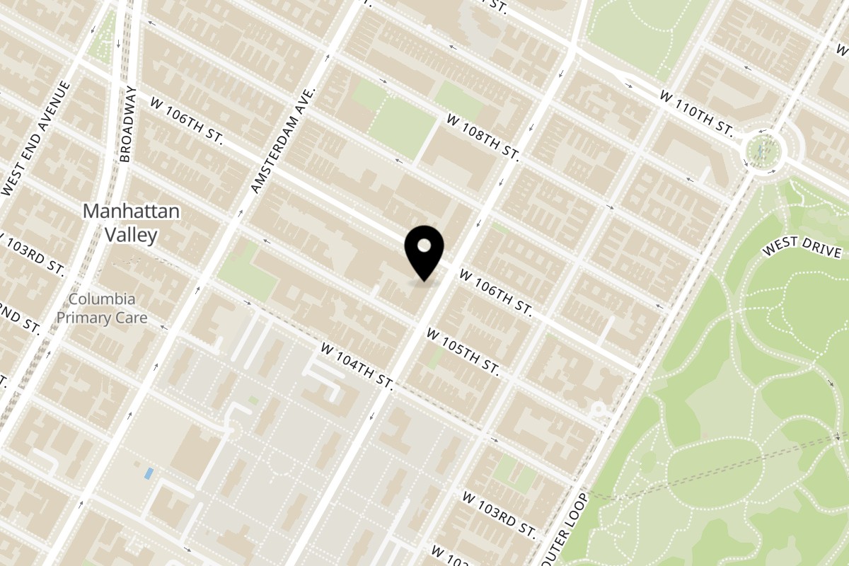 Map showing the location of Tomas Sandwich Shop on 930 Columbus Ave in New York